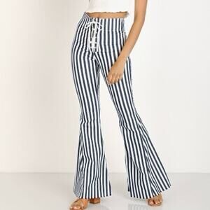 Show Me Your Mumu Mumu Blue Berkeley Tie Up Bells Nautical Stripe Jeans